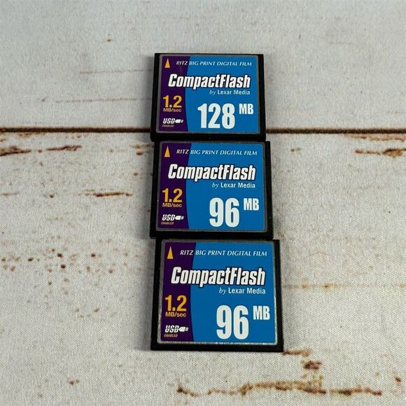 Lexar CompactFlash Memory Cards Bundle for Digital Cameras 128MB/96MB - Picture 1 of 2